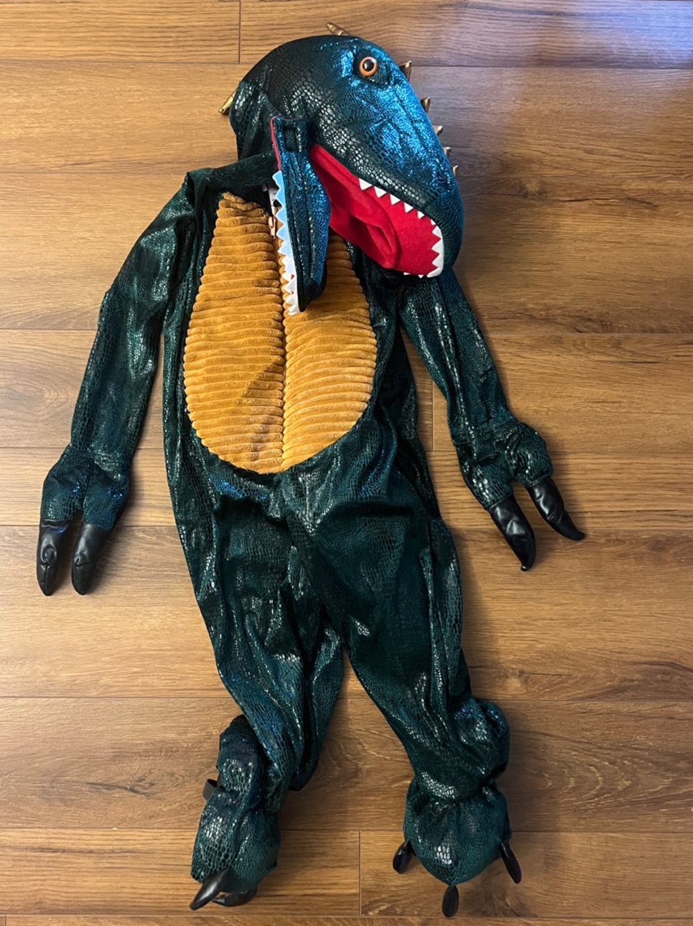 Kids Green Dinosaur Costume with Yellow Belly - Youth Costume